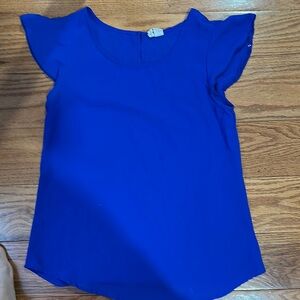 Japna Blue Blouse with Flutter Sleeves and Relaxed Fit